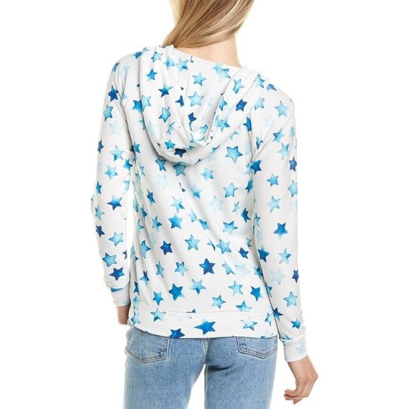 Chaser CW7535 Blue Star Printed Zip Hoodie  White - Picture 2 of 2